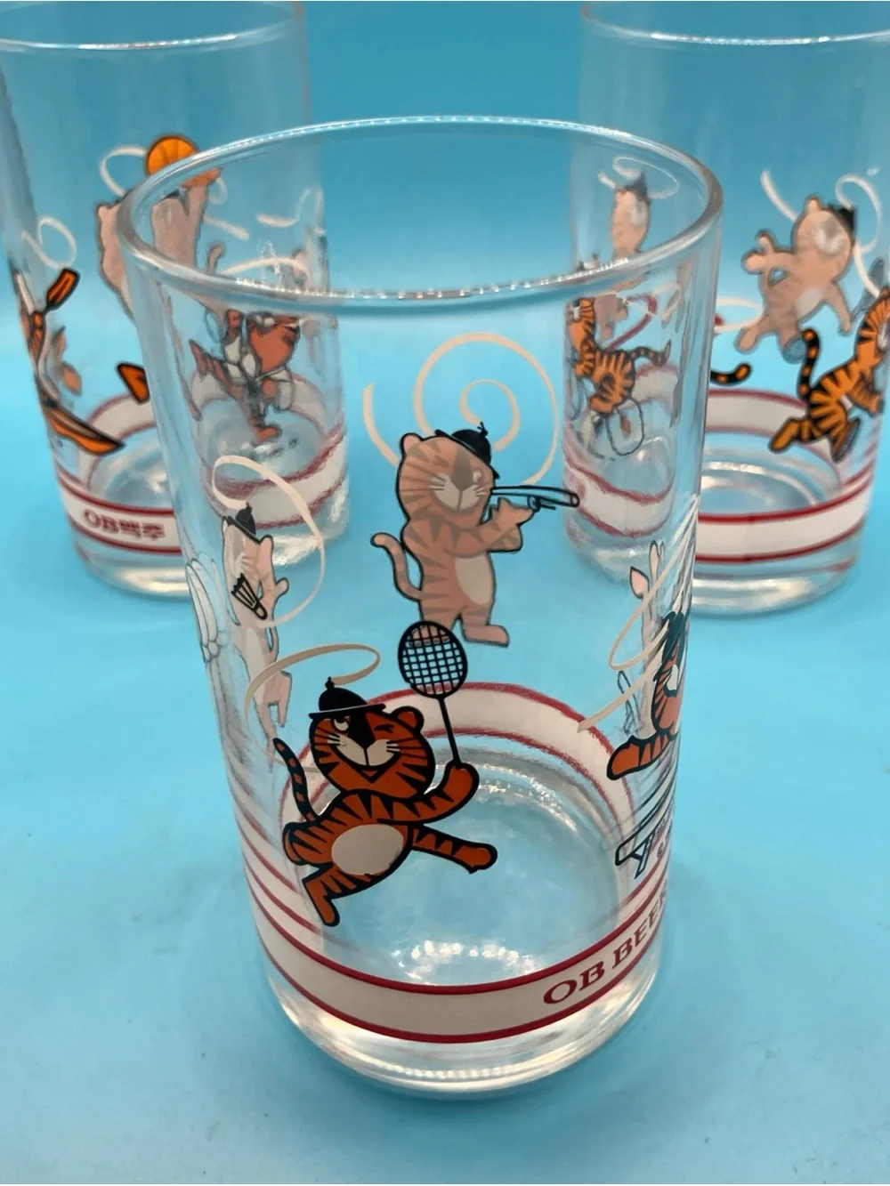 1983 Korean OB Beer Seoul Olympic Mascot Glasses 3